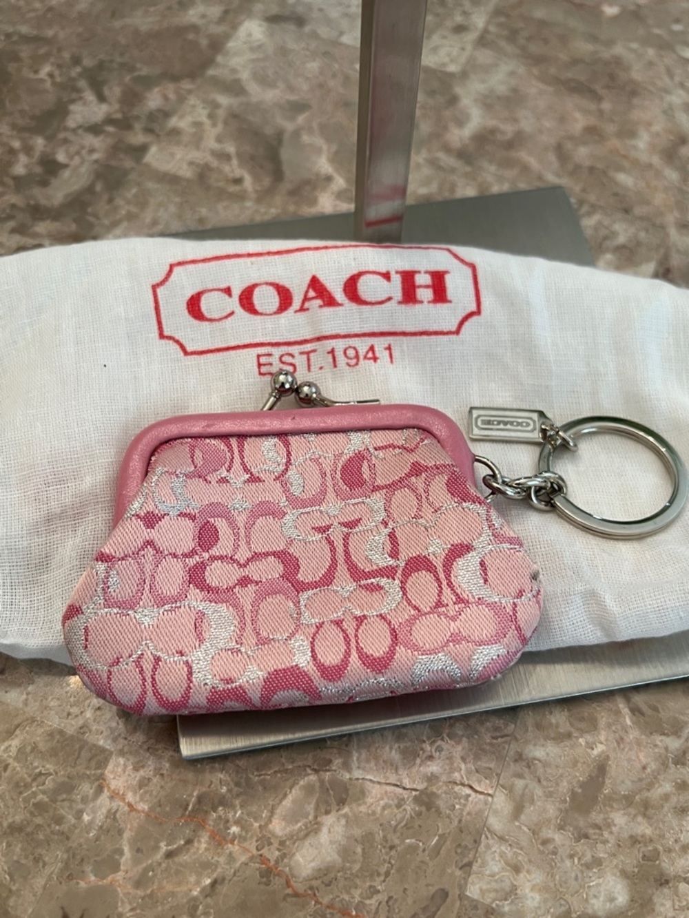 Coach Vintage Ltd. Ed Optic Lurex Mini Pink Signature Kisslock Coin Purse RARE - Picture 2 of 16